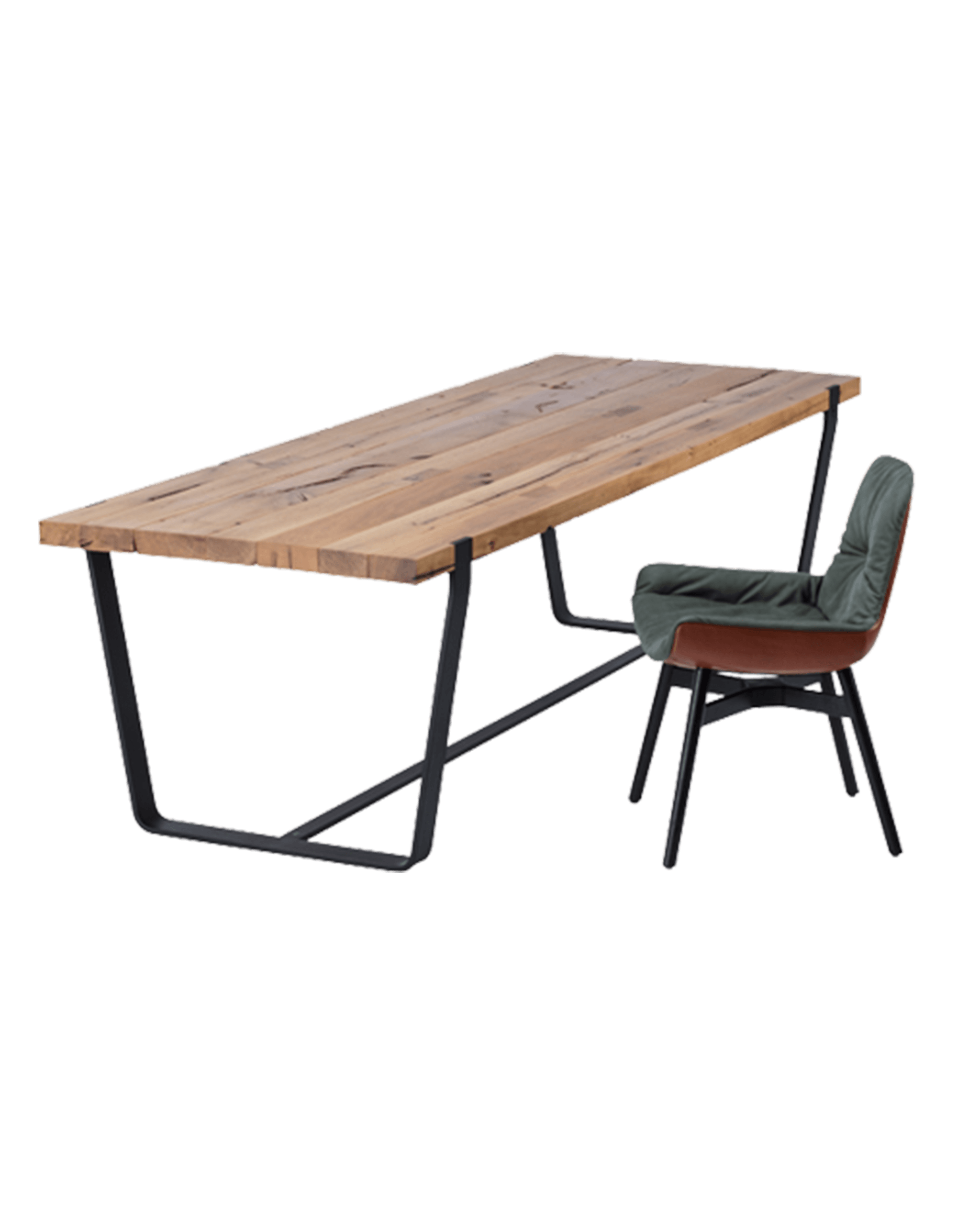 Tisch Janua mit edler Holzplatte und schwarzen Metallfüßen